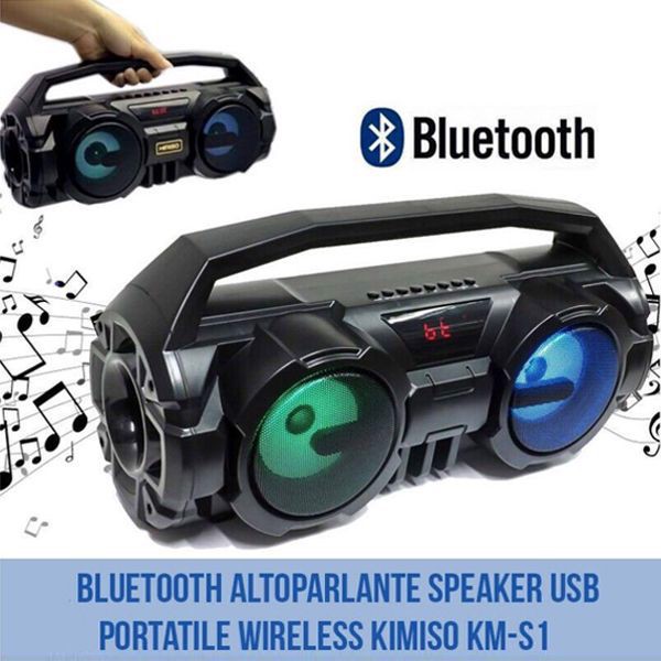 Loa Bluetooth Kimiso KM-S1, 2 Bass Cực Mạnh, Nhựa ABS Cao Cấp, Chất Lượng Âm Thanh Tốt, Chân Thực, có Tặng 1 Micro Có Dâ