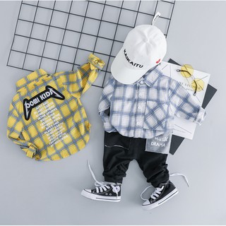 Set sơ mi caro quần jeans đen