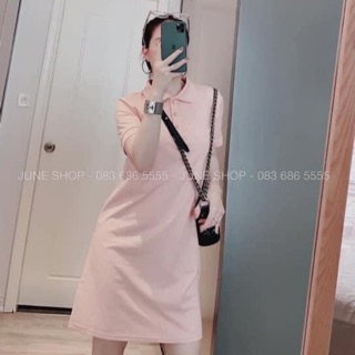 Váy cổ bẻ về màu Hường nude