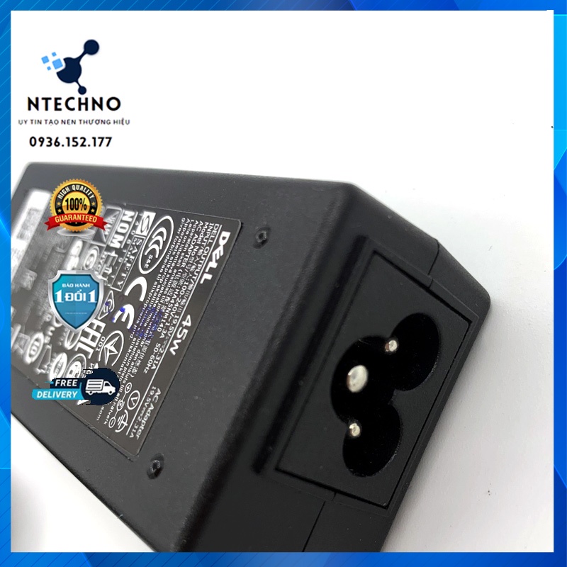 Sạc Laptop Dell 19.5V - 2.31A 45W [Zin] Chân kim nhỏ ⭐ Tặng kèm dây nguồn ⭐ Bảo hành 12 Tháng