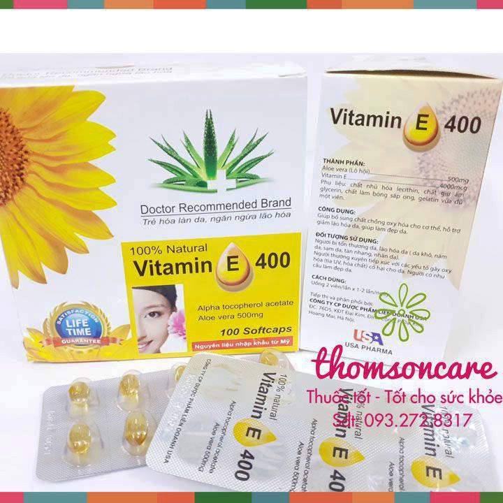 Viên uống Vitamin E 400 Giúp làm đẹp da, giảm lão hóa - Hộp 100 viên. | BigBuy360 - bigbuy360.vn