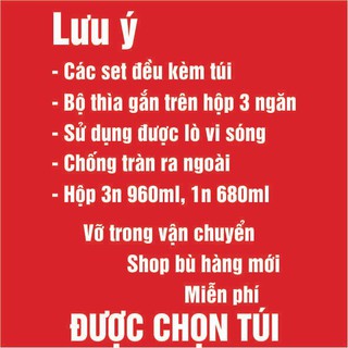 Hộp đựng cơm văn phòng thủy tinh chia ngăn Tặng kèm túi giữ nhiệt + Bộ thìa - Hộp đựng thực phẩm cao cấp(Nắp thìa)