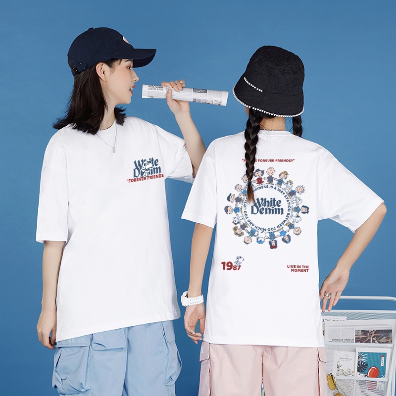 Áo Thun Ngắn Tay Dáng Rộng In Họa Tiết Hoạt Hình Xinh Xắn Dễ Phối Đồ