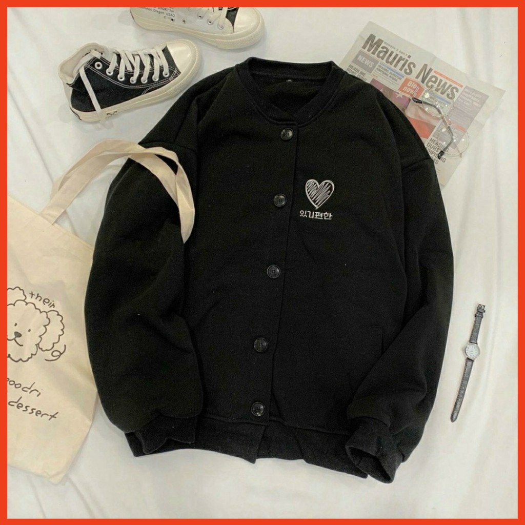 Áo khoác nam nữ hoodie, Áo Khoác Nỉ thêu tim cúc bấm dễ thương  ấm áp CÓ ẢNH THẬT nhiều màu lựa chọn PA 1997