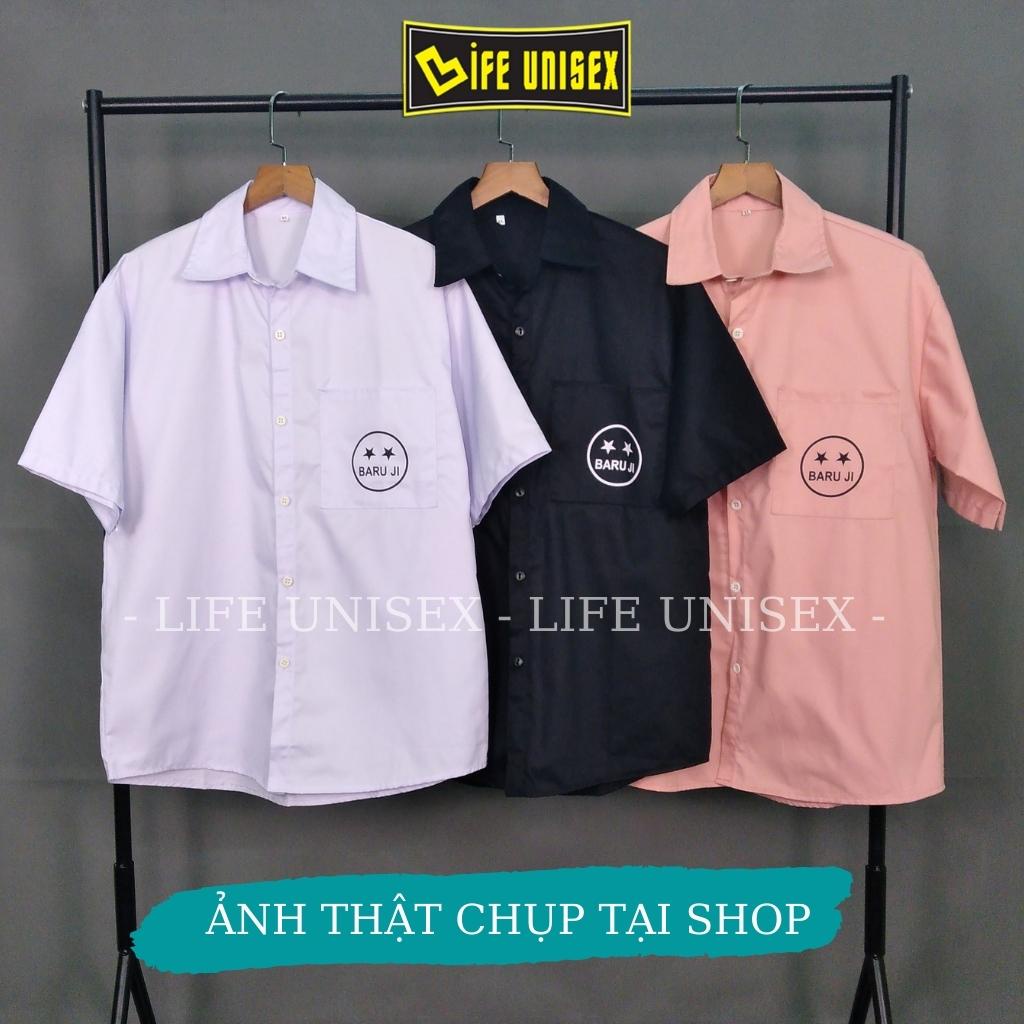 Áo Sơ Mi Kaki in MẶT CƯỜI BARUJI Form Rộng Nam Nữ Life Unisex