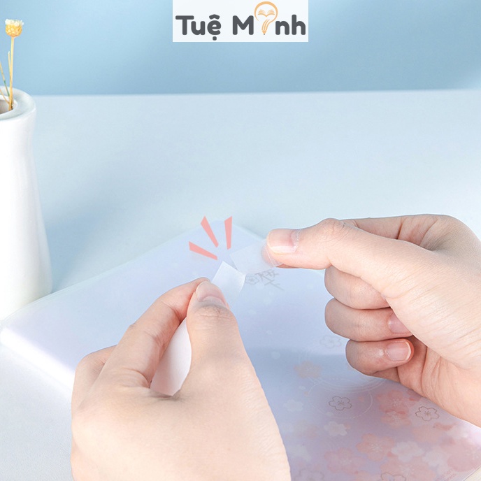 Bộ 2 cuộn băng dính ghi chú note trong mờ WA03C 30115 VPP Tuệ Minh, băng keo note Deli dễ dàng xé tay tiện lợi