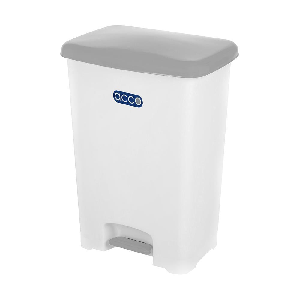 HomeBase ACCO Thùng rác bằng nhựa hình vuông có bàn đạp CHIC329 42L Thái Lan W40xH57xD30cm màu trắng/xám