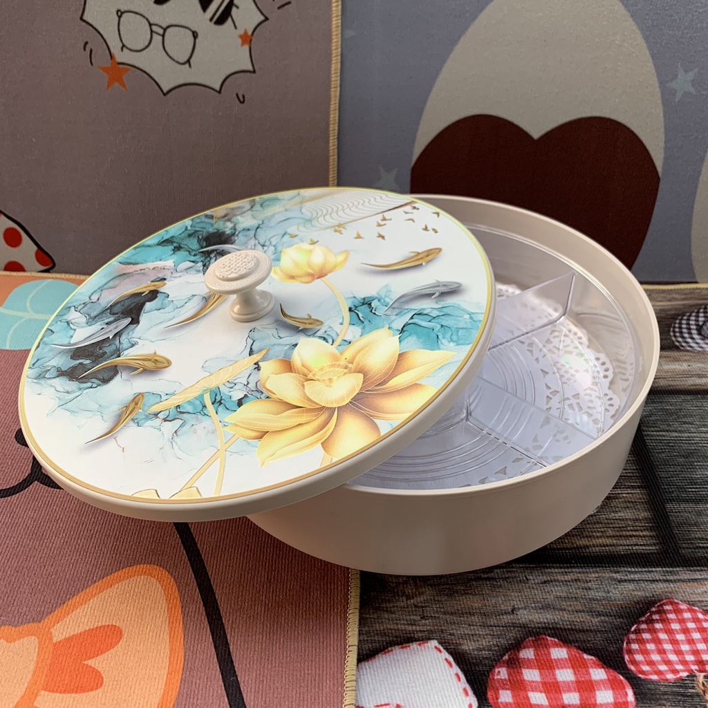 Khay Mứt Bánh Kẹo 3D Tết - Họa Tiết Hoa Cổ Điển Sang Trọng