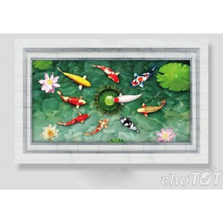 Decal dán tường hồ cá koi ( mã vuống)