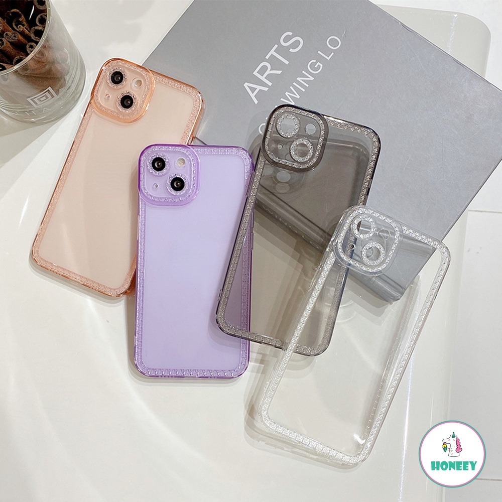 Ốp điện thoại TPU mềm trong suốt họa tiết đính kim cương giả sang trọng Compatible cho IPHONE 13 12 11 PRO MAX X XS XR 8 7 PLUS