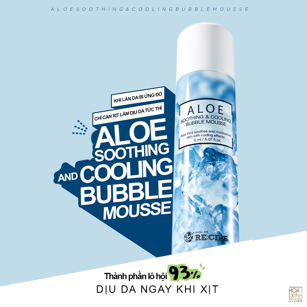 Xịt Khoáng Dưỡng Ẩm Mát Lạnh Dịu Da RECIPE ALOE Soothing & Cooling Bubble Mousse 150ml | BigBuy360 - bigbuy360.vn
