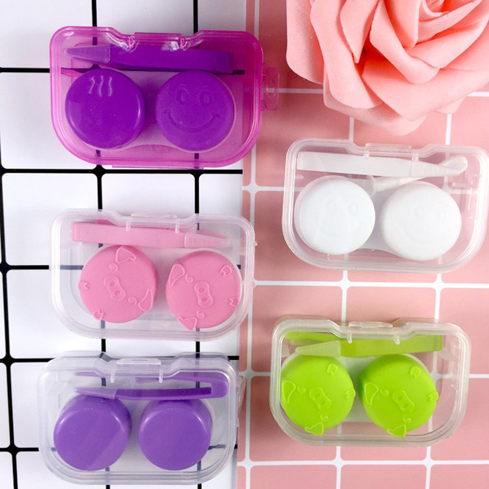 Solid Color Contact Lens Pp Box Eye Care Kit Portable Contact Lens Box