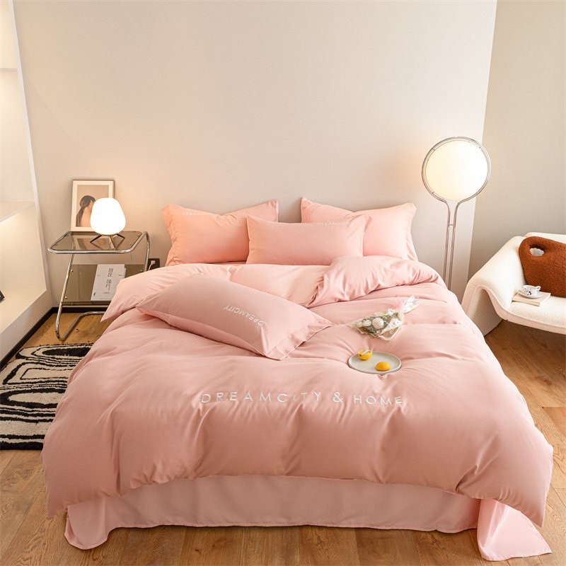 Bộ chăn ga gối cotton linen dream city phong cách hàn quốc, ga giường vỏ gối decor phong cách đơn sắc tinh tế
