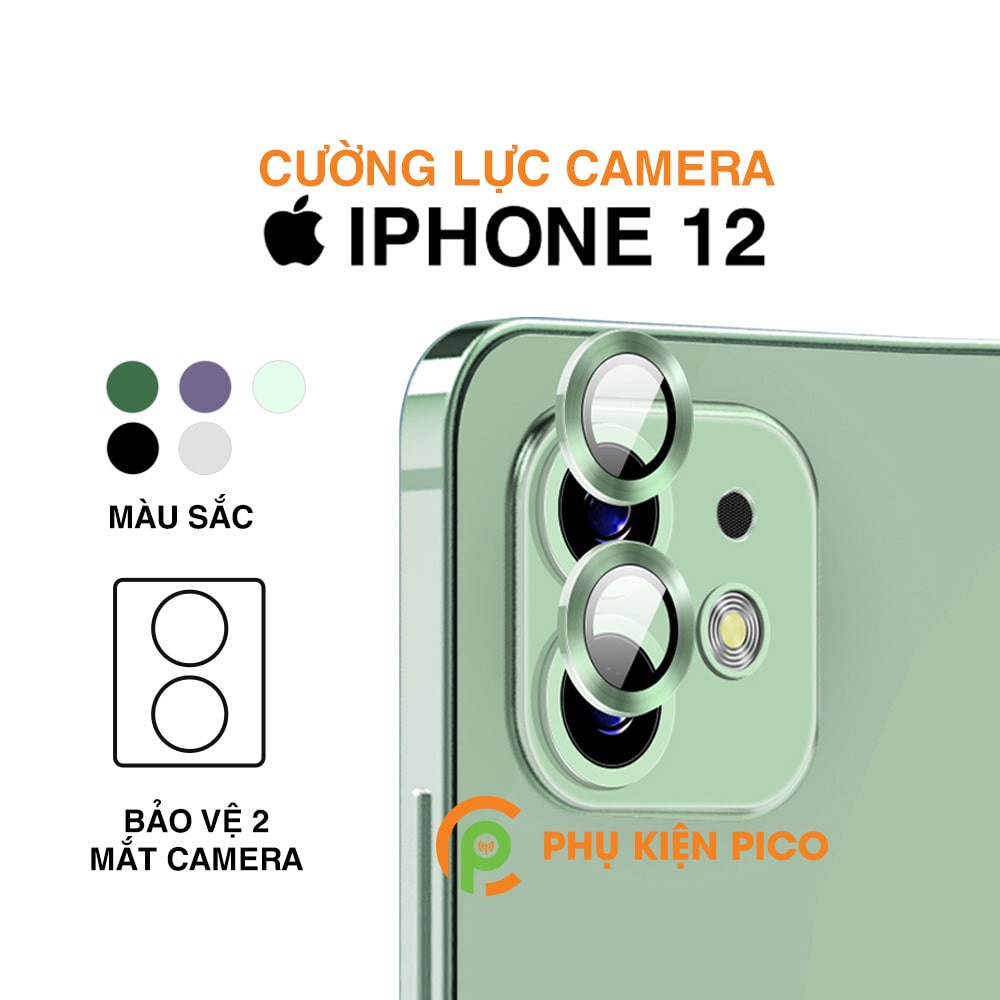 Cường lực mắt camera Iphone 12 có viền kim loại nhiều màu bảo vệ mắt camera