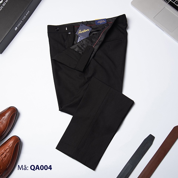[Hàng Việt Nam] Quần Âu Nam Dáng Suông Công Sở Màu Đen Chuẩn Anton Mã QA004