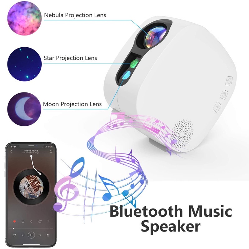 Đèn Thiên Hà V2 Loa Bluetooth Chiếu Bầu Trời Sao Version 2 Galaxy Dùng Cho Phòng Ngủ Và Phòng Bay