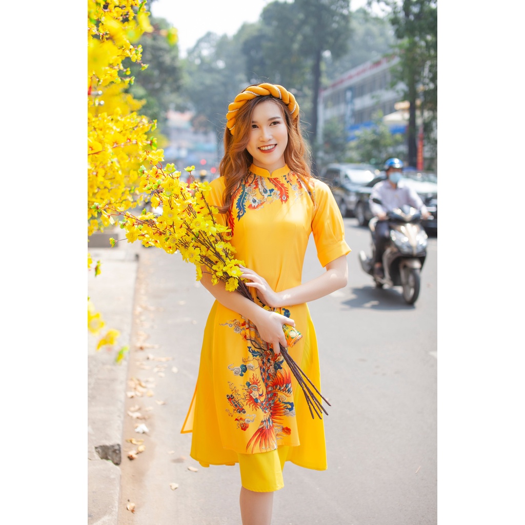 Áo dài cách tân in Phụng-AD05