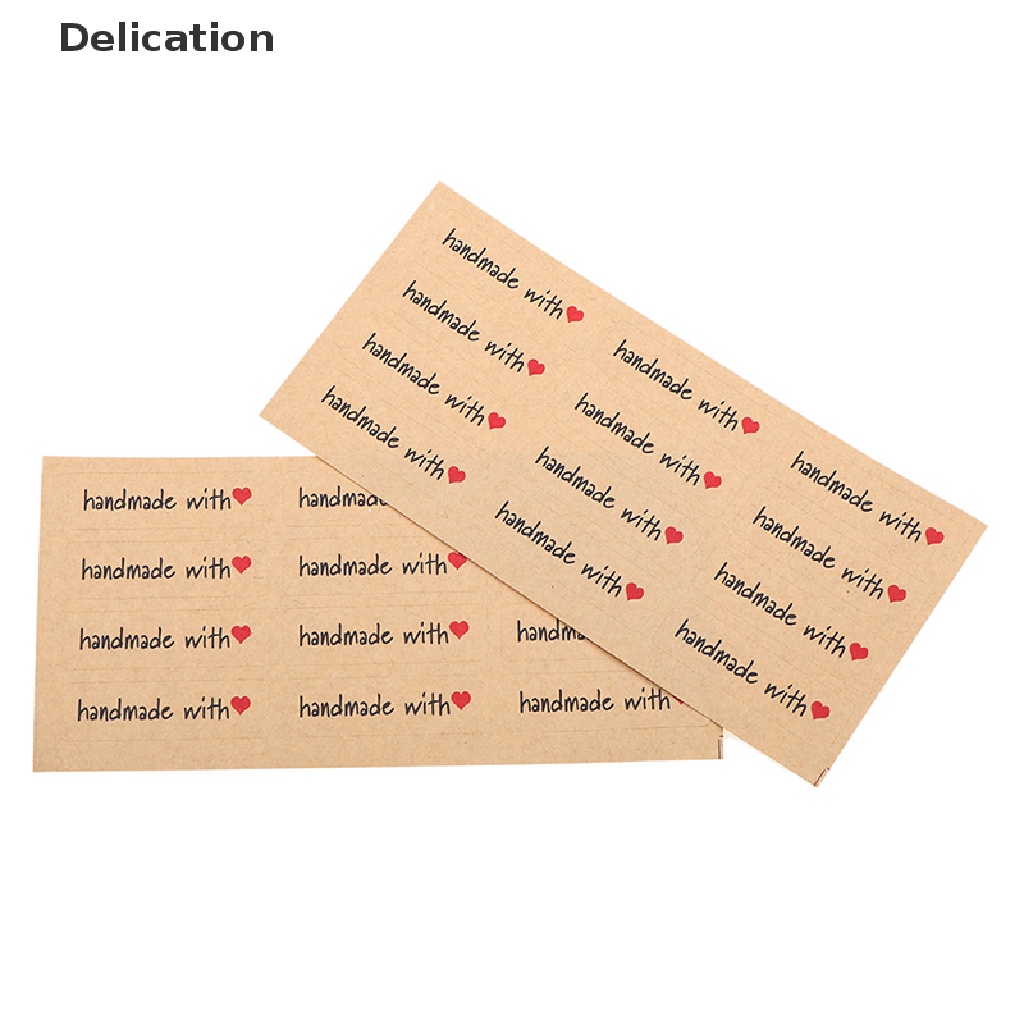 Set 120 nhãn dán giấy kraft in chữ handmade trang trí đồ thủ công