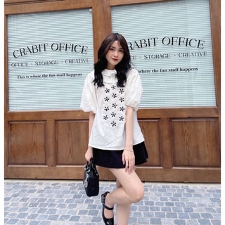 Áo sơ mi cổ hoa đá