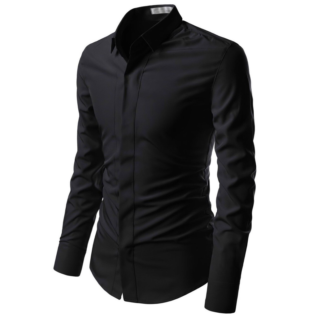 Áo somi dài tay giấu nút vải mềm mại LADOS - 741 thấm hút tốt - Áo sơ mi nam trắng/đen | BigBuy360 - bigbuy360.vn