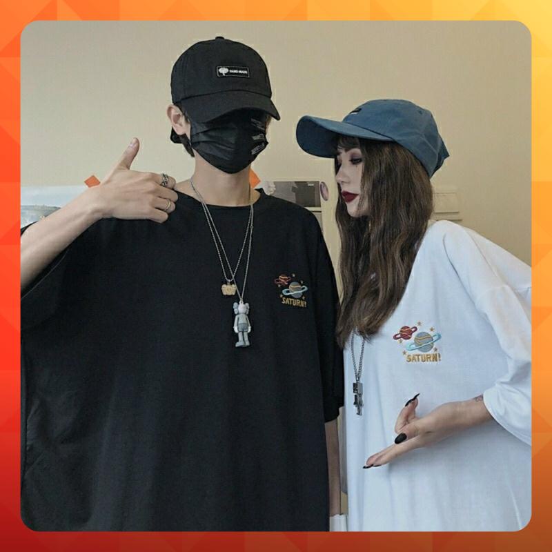 [ Ảnh Thật ] Áo thun tay lỡ phông rộng thêu hành tinh sao thổ Saturn - Unisex nam nữ đều mặc được | BigBuy360 - bigbuy360.vn