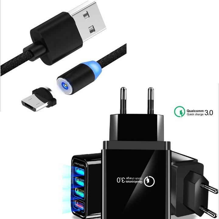 Củ sạc 4 cổng USB tặng dây sạc nam châm