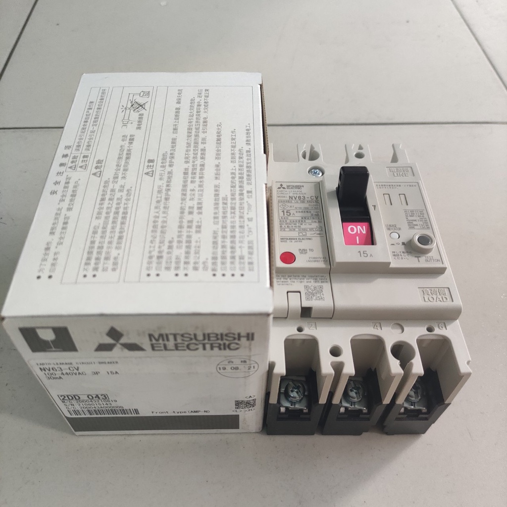 CB KHỐI Mitsubishi NV63-CV 3P 5kA 30mA 5A, 10A, 15A, 20A, 30A, 40A, 50A, 60A, 63A
