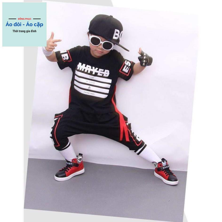 Đồ bộ quần áo thun bé trai, bé gái, kiểu HipHop (set 3 kèm nón) - Thời trang trẻ em - Bảo Vy (190312)