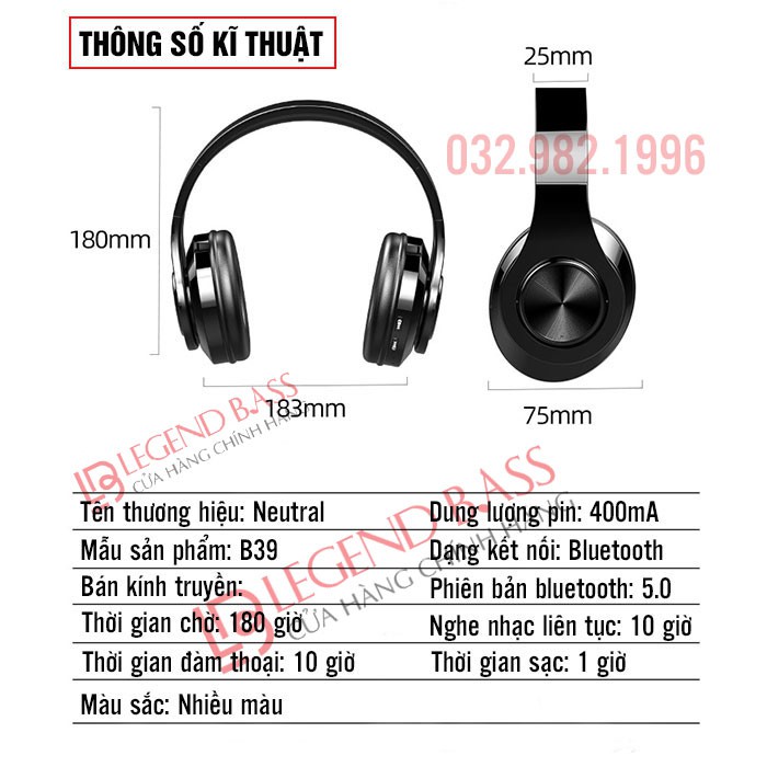 Headphone Gaming Bluetooth Có Mic Âm Thanh Hifi Sống Động - Tai Nghe Không Dây Cao Cấp Bass Mạnh Led RGB