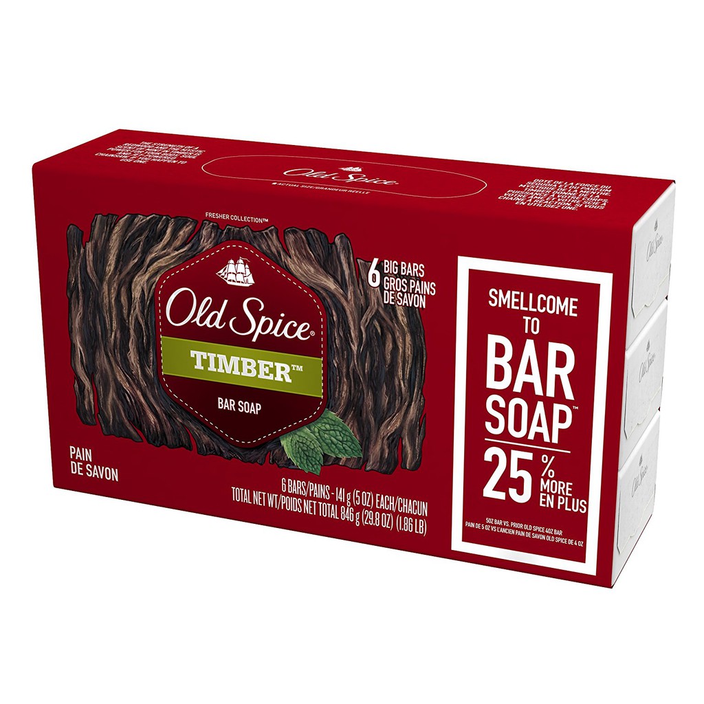 Bộ 6 cục xà bông Old Spice Fresher Collection Timber 141gx6 (Mỹ)