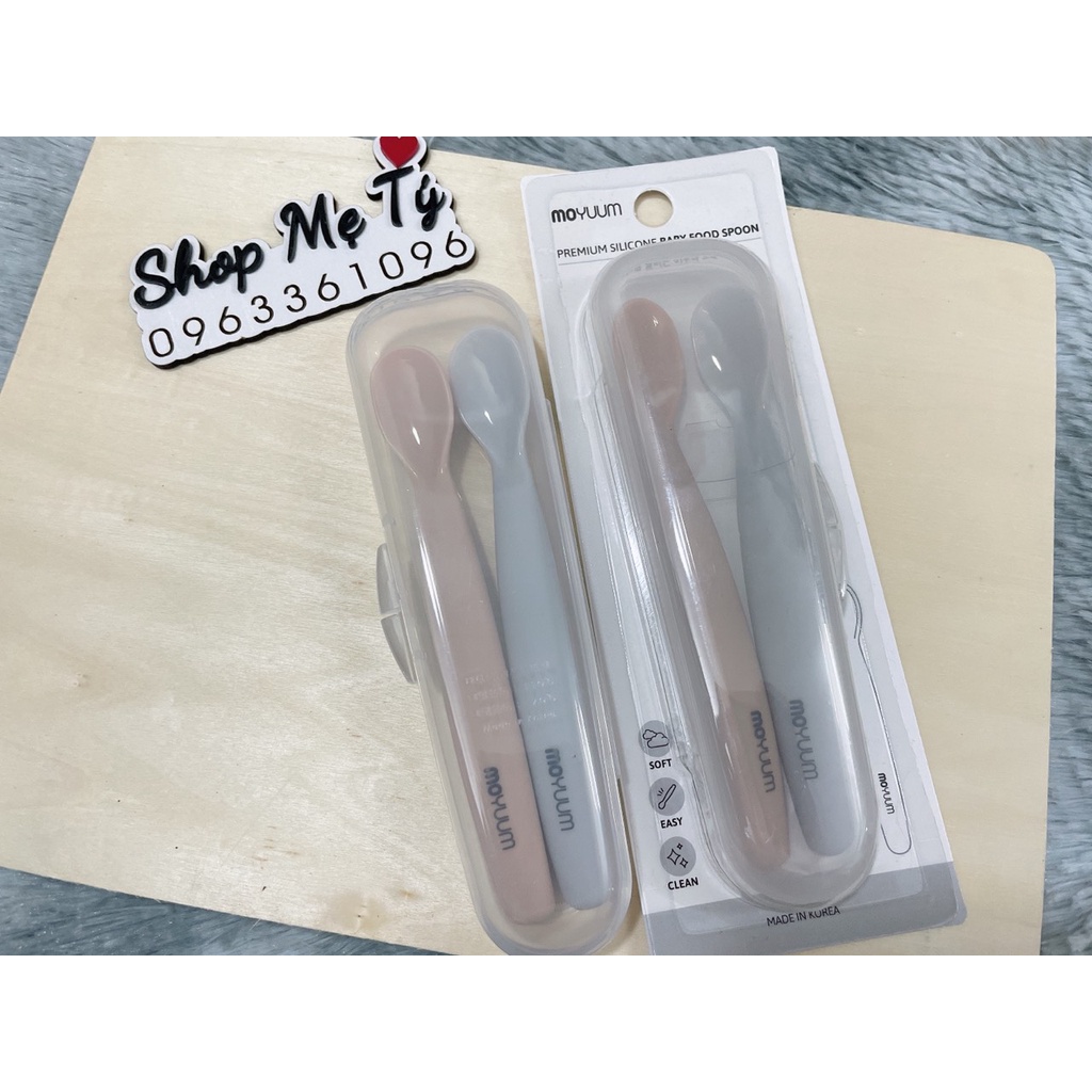 Thìa/ muỗng Silicon Moyuum cho bé Từ 6M+ Hàn Quốc/ Muỗng ăn dặm Silicon Moyuum cho bé từ 6 tháng