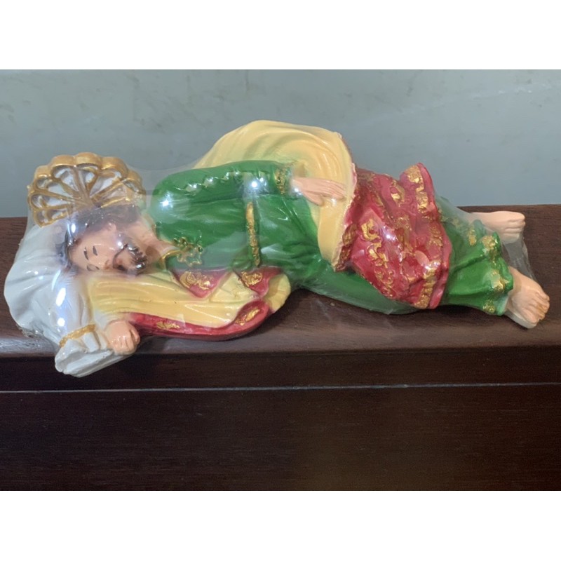Tượng công giáo- Tượng Thánh Giuse nằm ngủ màu sắc sặc sở dài 20cm