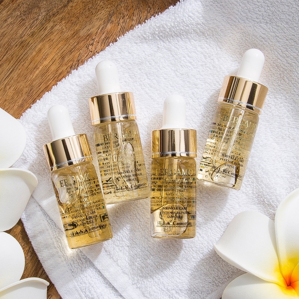 Set 4 Lọ Tinh Chất Dưỡng Trắng, Chống Lão Hóa Bergamo Luxury Gold Collagen &amp; Caviar