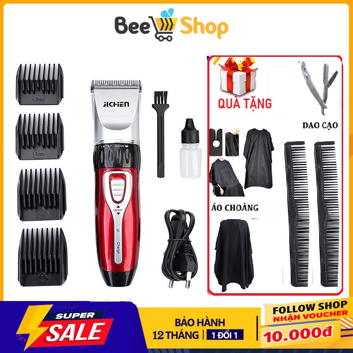 Tông đơ cắt tóc gia đình, tăng đơ hớt tóc chuyên nghiệp ijchen 0817, TẶNG KÈM ÁO CHOÀNG CẮT TÓC, BH 6 THÁNG