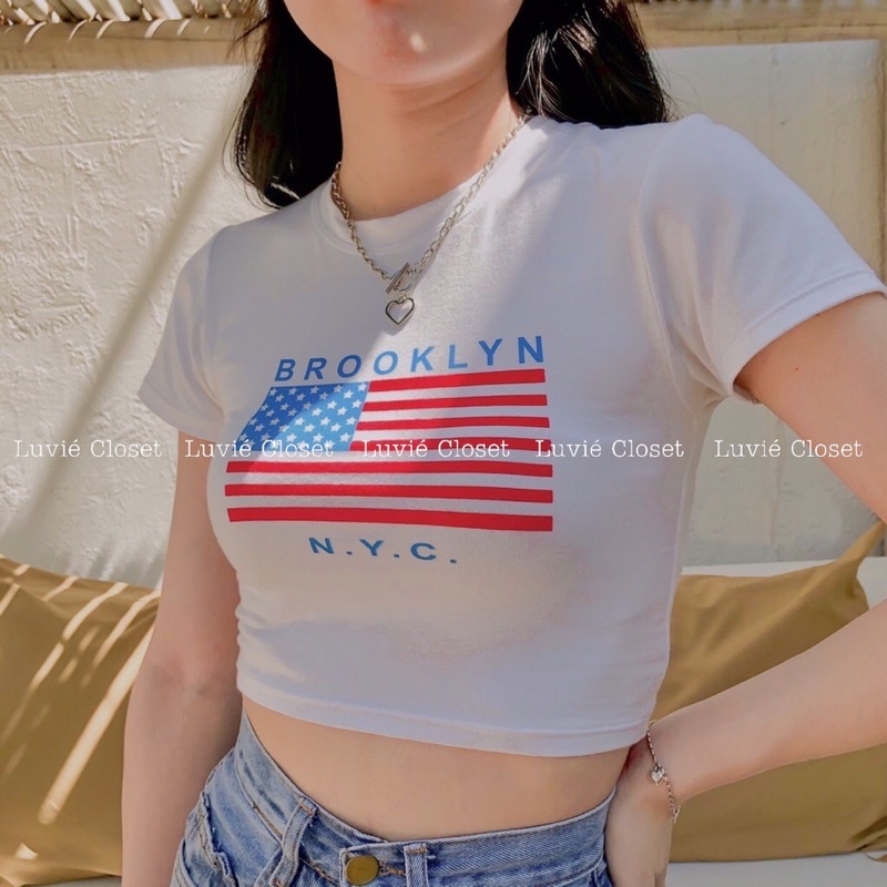 Áo Croptop In Hình Ngắn Tay, Áo Thun Ôm Body Thời Trang Cho Nữ