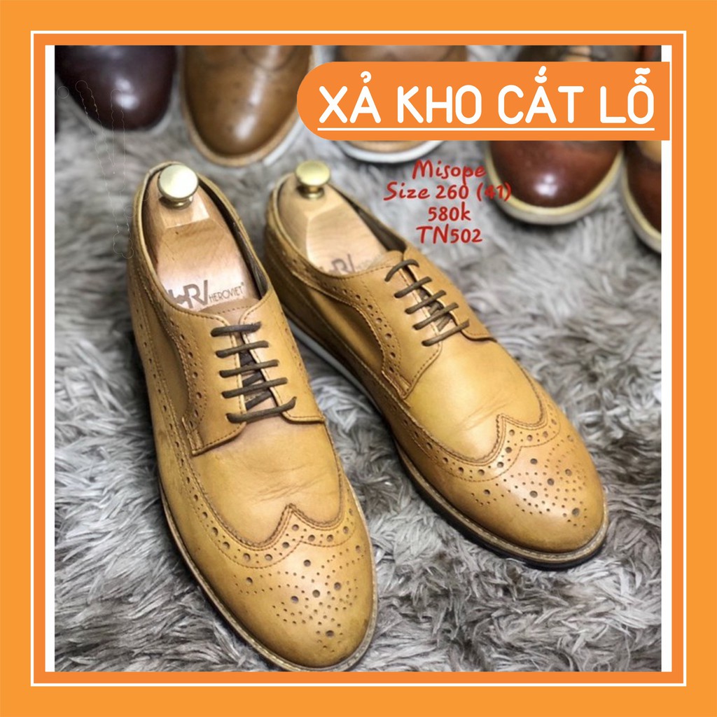 [Giày 2hand] [Size 41] Giày Tây 2hand Thương Hiệu Misope Wingtips Màu Vàng Lemon Size 260 (41)