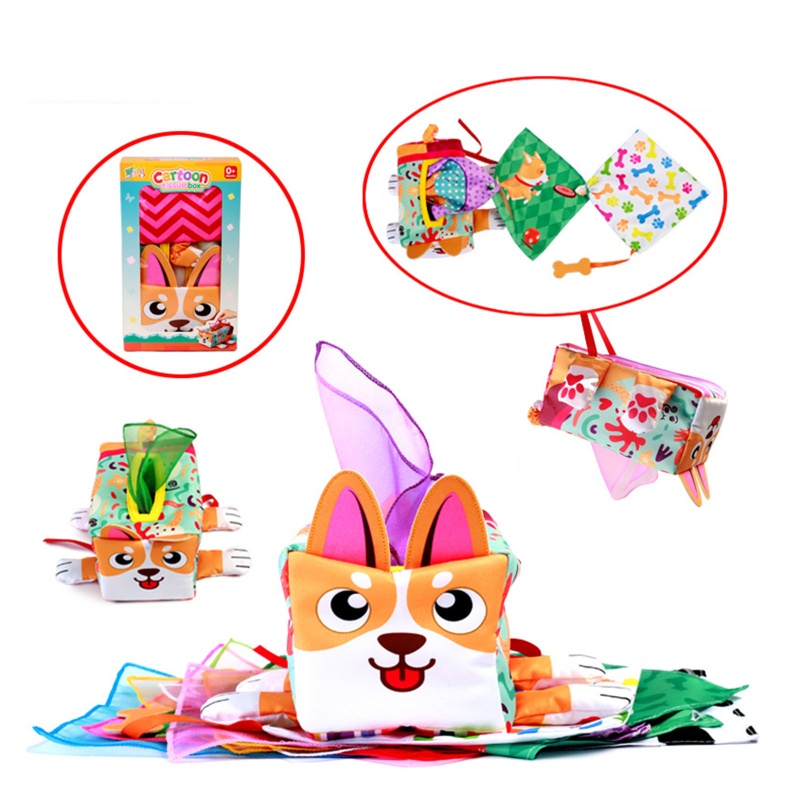 Hộp Đựng Khăn Giấy Cảm Biến Hình Cún Con Chống Xé Tương Tác Giáo Dục Sớm Cho Bé