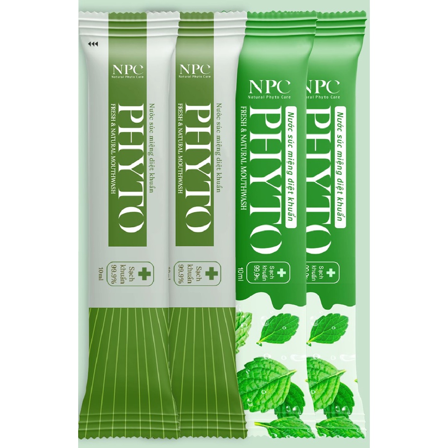 Combo 3 gói súc miệng Phyto gói 10ml làm sạch khoang miệng 99.9%, tinh dầu bạc hà