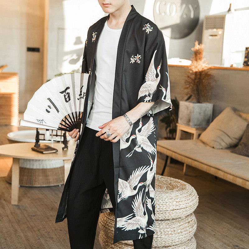 Áo Choàng Kimono Cách Tân Dáng Dài Phong Cách Trung Hoa Cổ Điển Thời Trang Mùa Hè Cho Nam