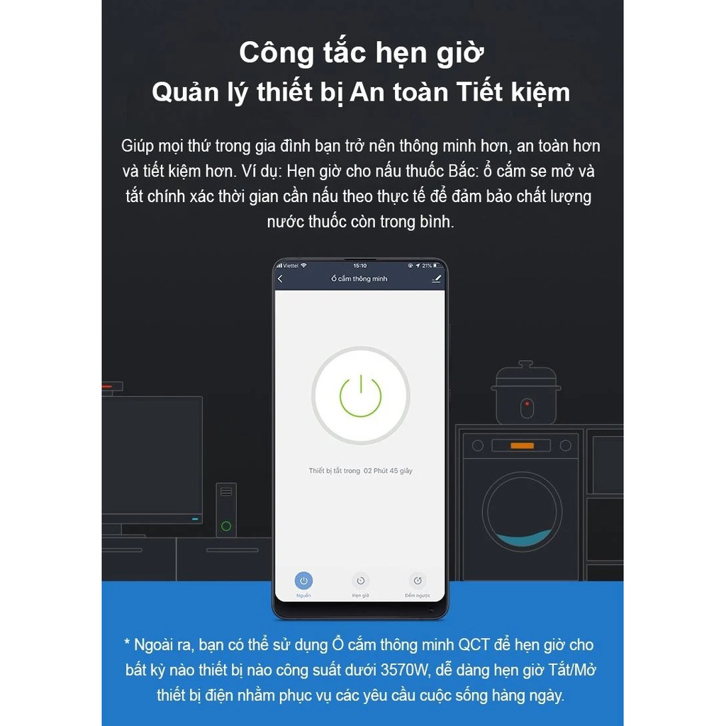 Ổ điện thông minh QCT kết nối Wifi nhà thông minh Smart Socket