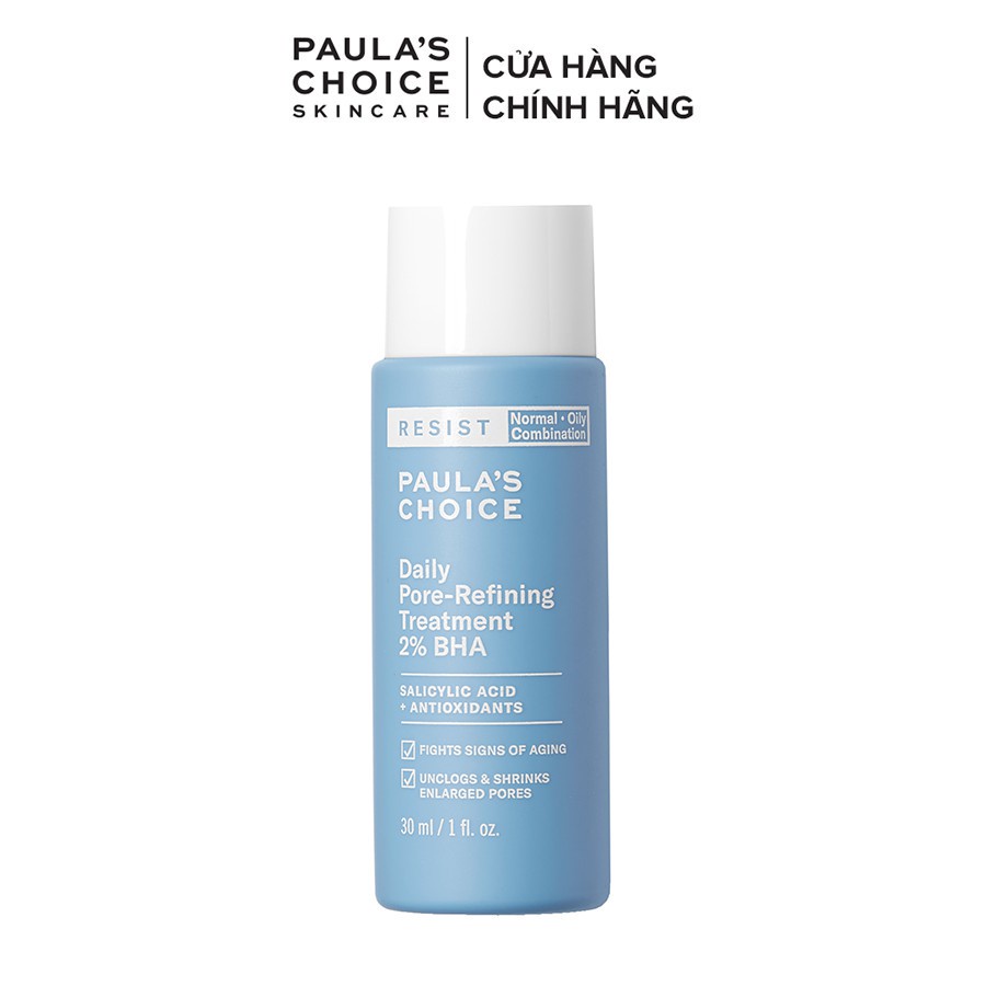 Dung dịch tẩy da chết và thu nhỏ lỗ chân lông Paula's Choice Resist Daily Pore Refining Treatment 2% BHA 30ml mã 7827