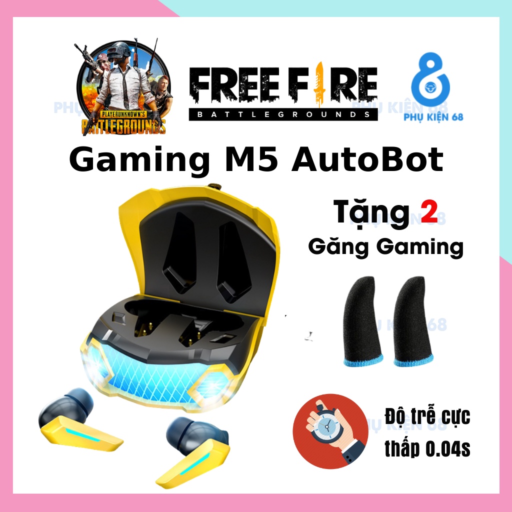 Tai nghe bluetooth Gaming M5 Autobot TWS 5.2 Tai nghe không dây bass mạnh mẽ có mic , độ trễ cực thấp