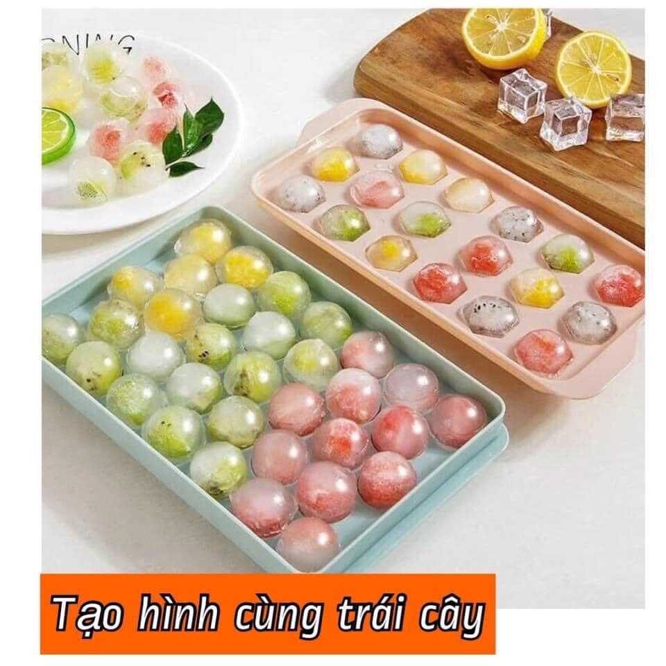 KHAY LÀM ĐÁ VIÊN TRÒN LÀM KÈM 33 VIÊN BẰNG NHỰA CAO CẤP AN TOÀN SỨC KHỎE