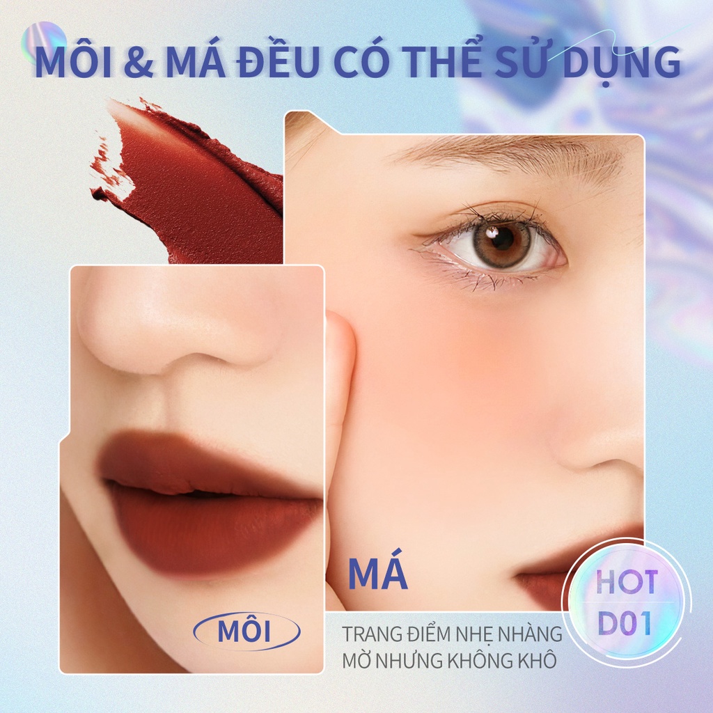 Phấn má và son môi FOCALLURE velvet-hazy matte 5g