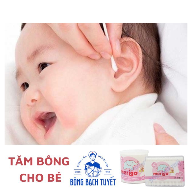 Tăm Bông Merigo Bông Bạch Tuyết (330 Que) - Hộp Tròn TP151