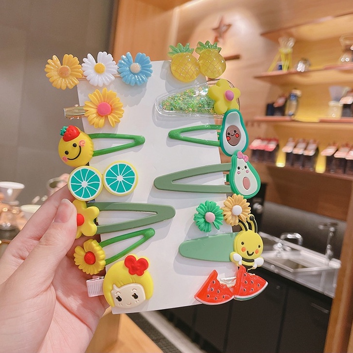Set 14 kẹp tóc xinh xắn cho bé gái phong cách Hàn Quốc