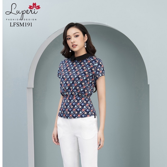 Áo Sơ Mi Nữ Kiểu Hàn Quốc LUPERI LFSM191 Ngắn Tay Họa Tiết Sang Trọng