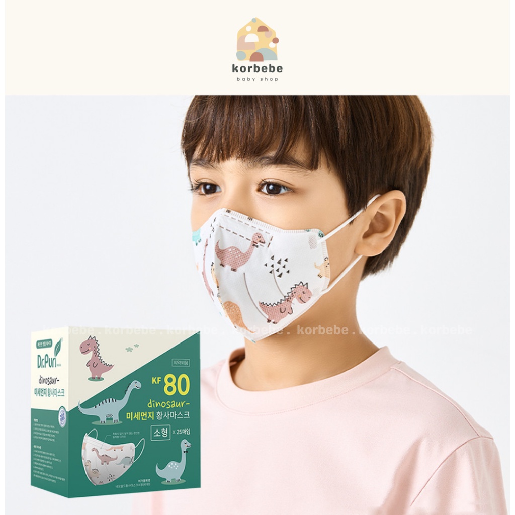 Khẩu trang KF80 Dr.Puri hình khủng long nội địa Hàn cho bé