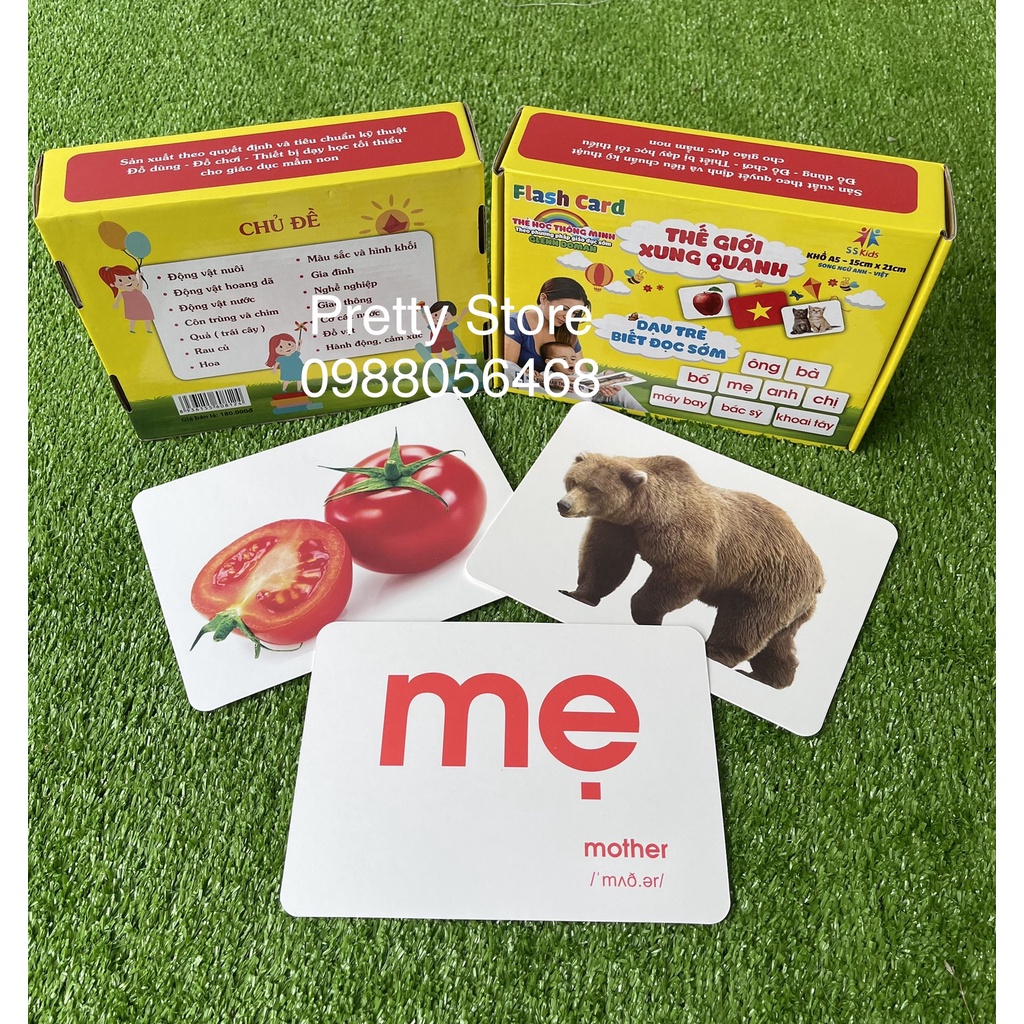 Thẻ học thông minh TGXQ size A5 15x21cm 100 thẻ 15 chủ đề ivory 400 flashcard