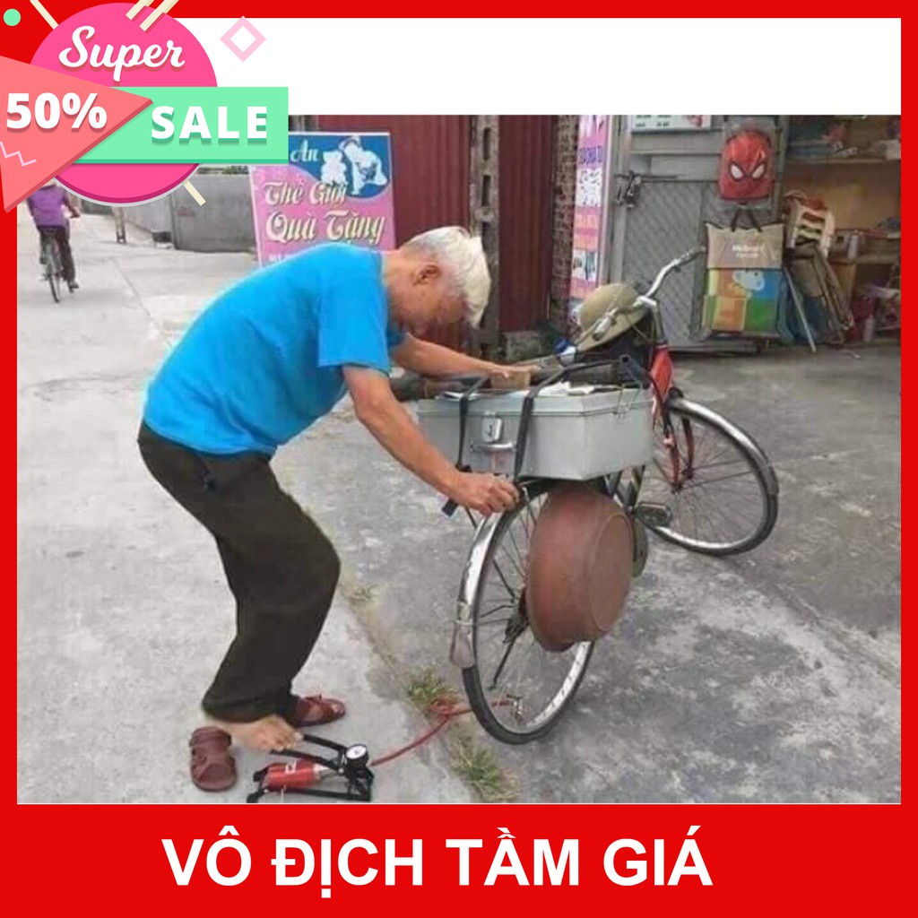 Bơm đạp chân mini đa năng cho ôtô, xe máp, xe đạp